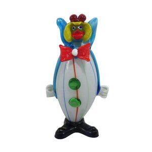 Murano Glass Clown Red Bow Tie and Green Buttons 11" Tall Vintage Italy